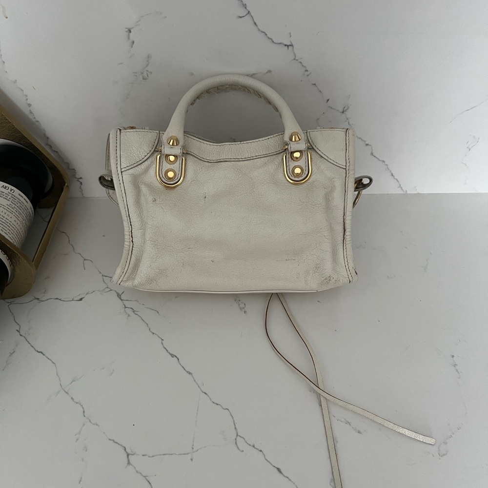 Balenciaga White and Gold Mini City Bag - Picture 2 of 6